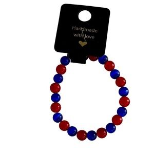 Red and Blue Beaded Handmade Bracelet Handmade With‎ Love